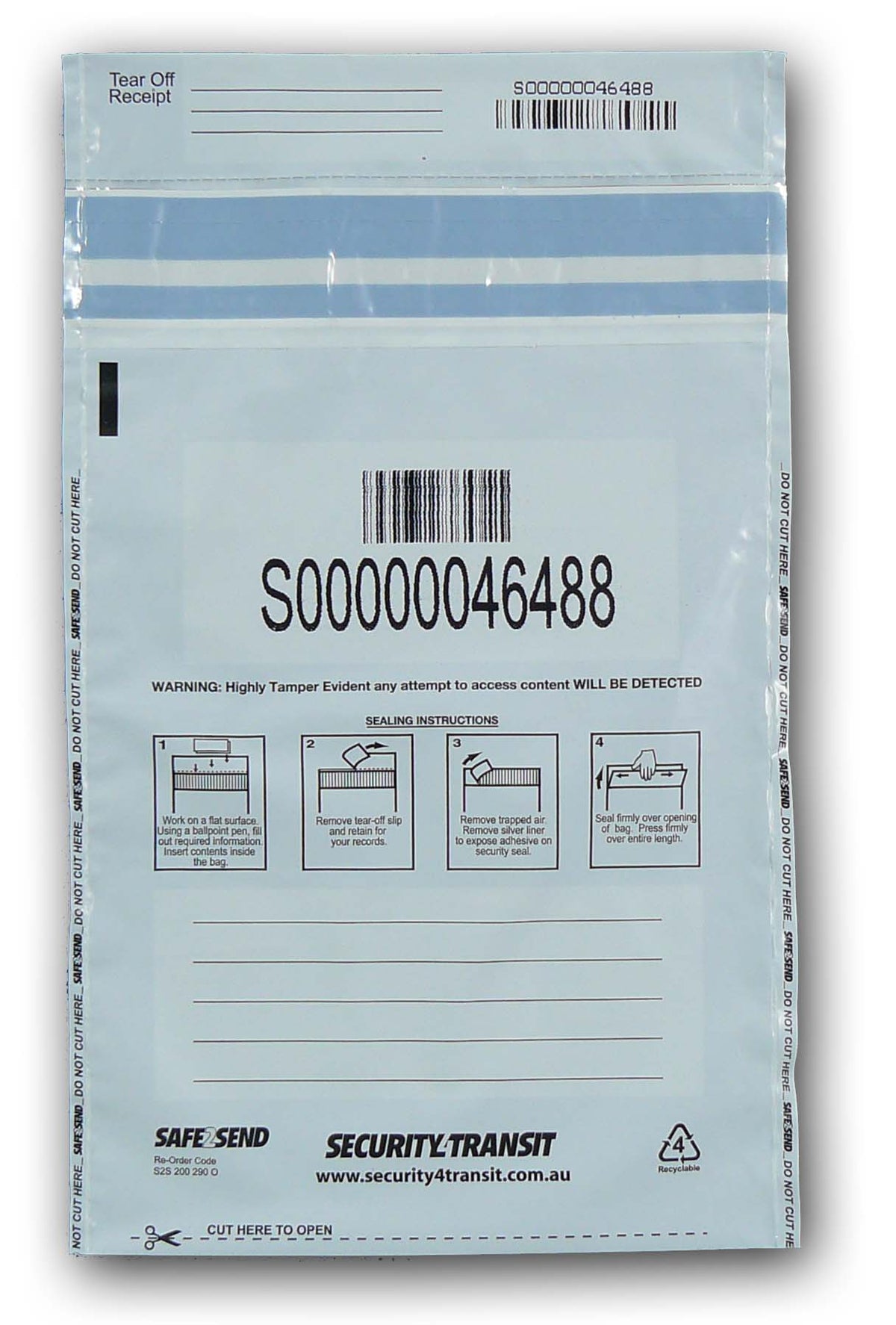 Security Bag (Small Size - Opaque - 500 bags) Volume Discounts Apply - Security4Transit