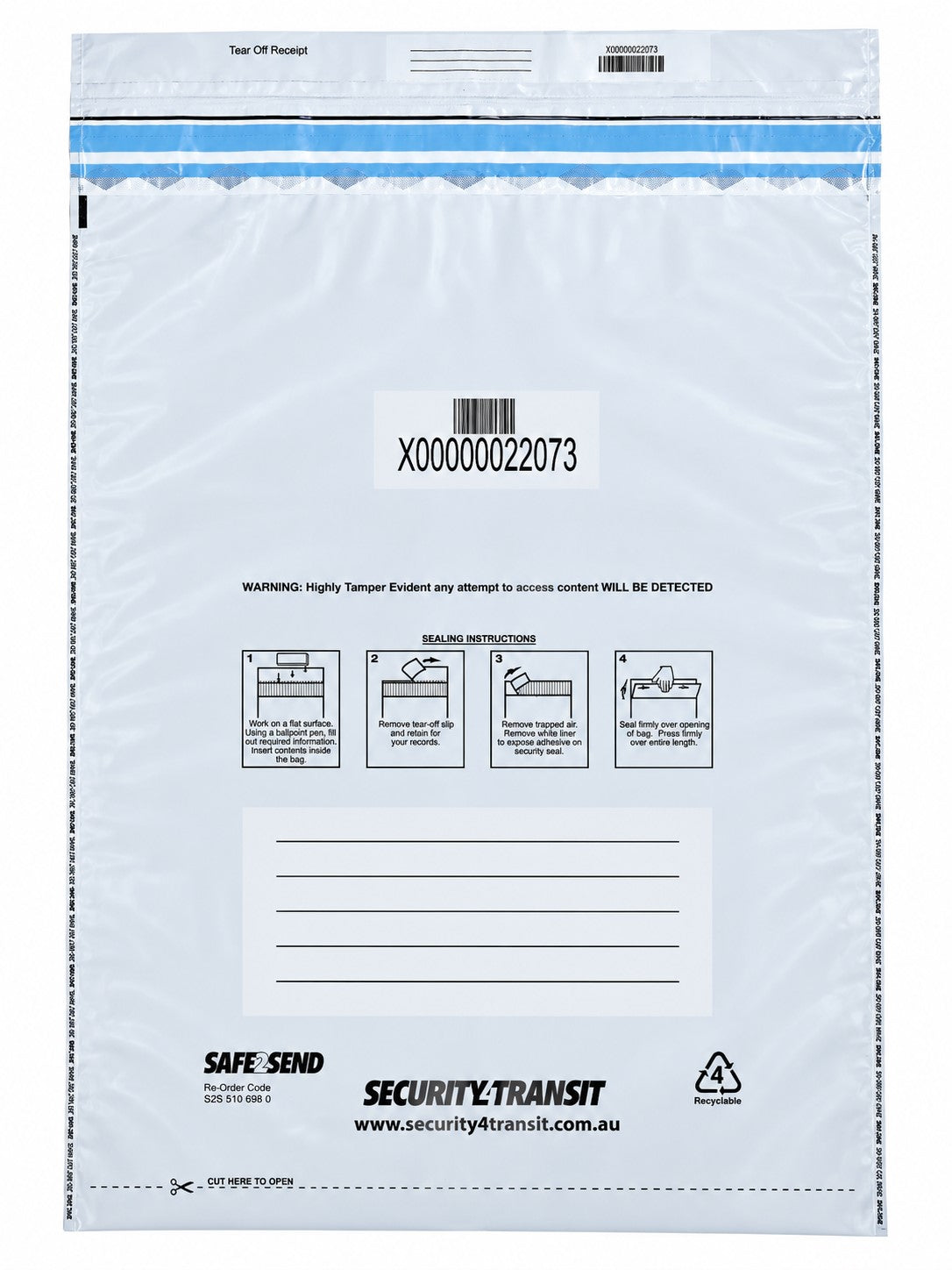 Security Bag (XL Size - Opaque - Pack of 50 Bags) - Security4Transit