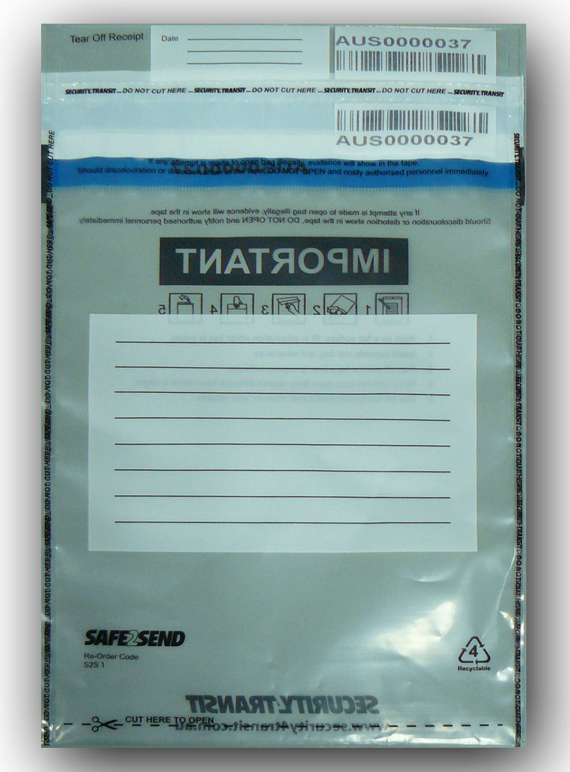 Tamper Evident Single Use Bag (clear) (500) - Security4Transit