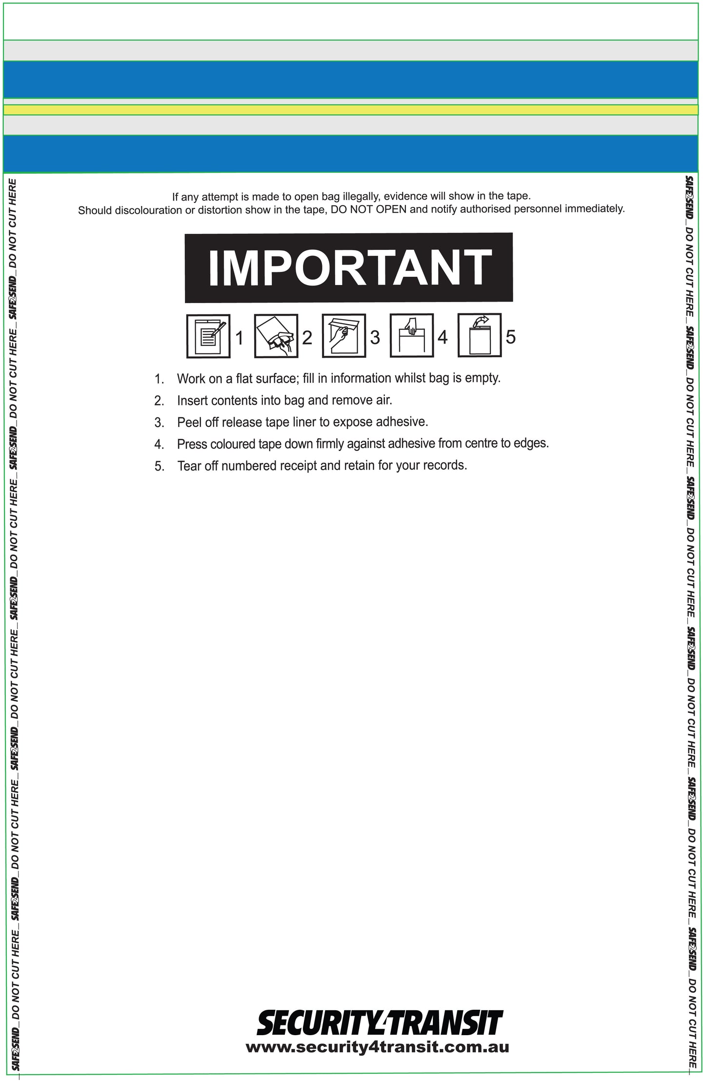 Tamper Evident Single Use Bag (clear) (500) - Security4Transit